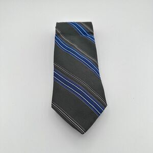 Brooks Brothers Necktie Mens Gray Blue Striped Silk Wedding Church Formal School